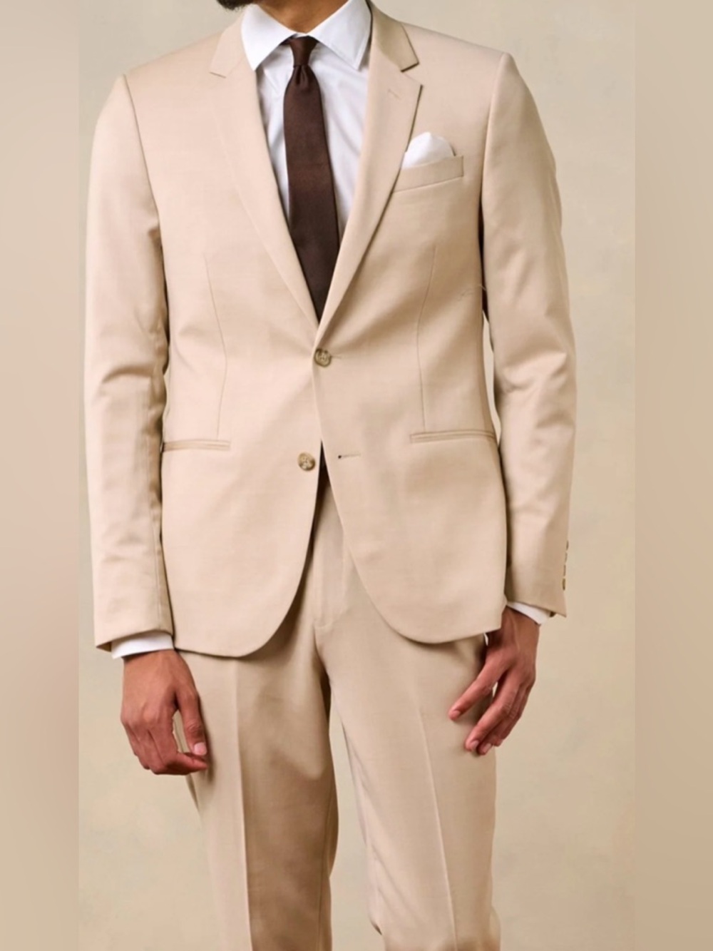 Michael Kors  Men's Cream Two-Piece  (Kev 12 Long) Suit NWT